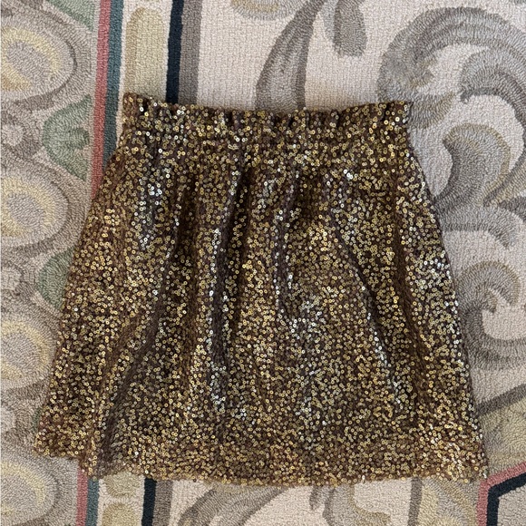 J.Crew all over sequined elastic waist holiday mini skirt in bronze and gold - Picture 2 of 5